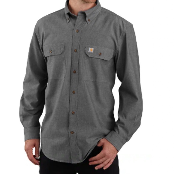 🆕 Carhartt Mens Chambray Button Up - Picture 1 of 4